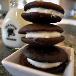 Chocolate Whoopie Pies with White Cream Cheese Filling