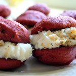 Red Velvet Whoopie Pies With Walnut Cream Cheese Filling